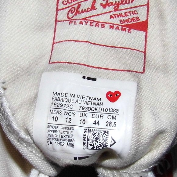 CONVERSE X PLAY Comme des Garçons Chuck 70 Multi Heart Sneakers Mens Size 10 - Picture 7 of 7